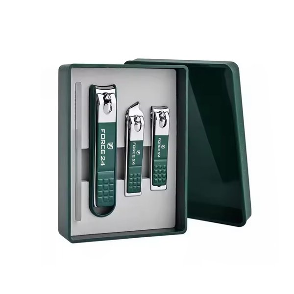 Force24 - Nail Clipper Set, Ultra Sharp Sturdy Fingernail Toenail Clipper Nail Clipper with Glass File 4 Pcs Set for Men Women Adult Nail Cutter Set for Thick Toenails & Nails