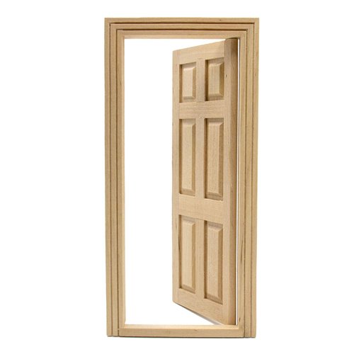 AUEAR, 1:12 Dollhouse Miniature Furniture Unpaint Wooden Doors for DIY Scene Doll Home Furniture Craft (6 Panel)