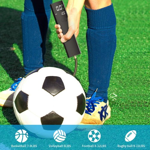 Pumteck Electric Ball Pump, Smart Air Pump Portable Fast Ball Inflation with Precise Pressure Gauge and Digital LCD Display for Football Basketball Volleyball Football (2 Pin and 1 Spout)