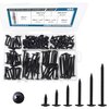 JEGONFRI #8 Modified Truss Head Black Wood Screws Assortment Kit, 132 pcs, Phillips Drive, Wood Screws, Screws, Screws Assortment, Screws Set, 6 Sizes (1/2”, 3/4”, 1”, 1-1/4”, 1-1/2”, 2”) (Black)