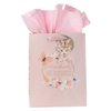 Christian Art Gifts Gift Bag/Tissue Paper Set Abundantly Blessed Deuteronomy 7:13 Bible Verse, Pink Butterfly, Medium