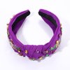 NVENF Mardi Gras Headbands for Women Crown Mask Headband Green Purple Yellow Rhinestone Jeweled Knotted Headband Mardi Gras Accessories Carnival Oufits Party Favors Gift (MARDI GRAS A - Purple)