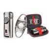 Cigar Cutter and Lighter Set Sharpening Blade Engraved Cigar Guillotine Lighter Torch with Stand Windproof Single Torch Butane Refillable Scorch Lighters
