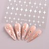 8 Sheets Star Nail Art Stickers Decals Self-Adhesive 3D Nail Art Supplies Gold Silver Black White Nail Art Design Decoration Accessories for Women Girls Manicure DIY