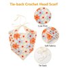 AWAYTR Crochet Head Scarf Hair Bandanas for Women Knit Bandana Headband Scarf Tie-Back Head Coverings Floral Headscarf for Girls (Orange + Blue + Yellow)