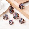 DNDND Metal D&D Dice Set,7 Pieces Dragon Scale Metallic D&D Die with Gift Metal Case for Dungeons & Dragon Game (Teal and Purple with Copper Edge)