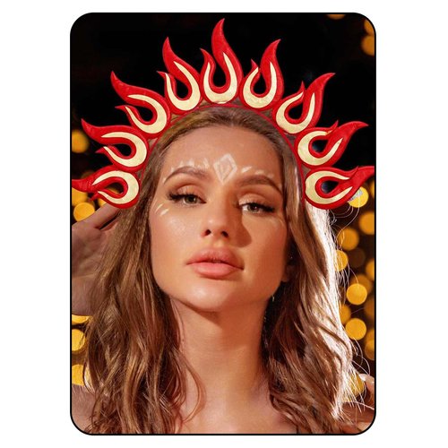 Catery Flame Headband Halloween Flame Fire Headbands Flame Crown Headdress Goddess Halo Crown Headpiece Party Costume Festival Hair Accessories for Women and Girls