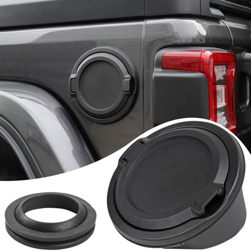 Savadicar Gas Cap Cover, Fuel Tank Door Compatible with 2018-2024 Jeep Wrangler JL JLU 4xe 2/4 Door, ABS + Aluminum Alloy Construction, Exterior Accessories, Black