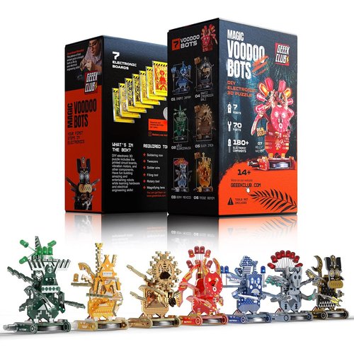 Geeek Club Robot Building Kit for Kids - Magic Voodoo Bots - Robotics STEM Construction Set - Smart Build Your Own Robot Kit for Adults - Kid Robotic Toys - DIY Science Engineering Kits No Toolkit