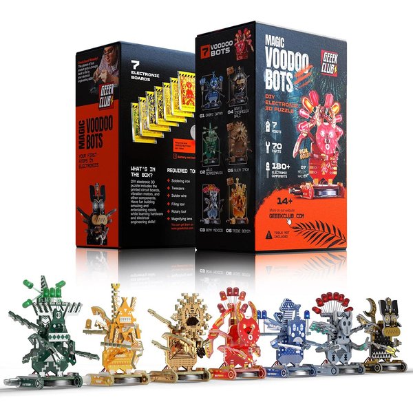 Geeek Club Robot Building Kit for Kids - Magic Voodoo Bots - Robotics STEM Construction Set - Smart Build Your Own Robot Kit for Adults - Kid Robotic Toys - DIY Science Engineering Kits No Toolkit