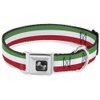 Dog Collar Seatbelt Buckle Stripes Green White Red 13 to 18 Inches 1.5 Inch Wide