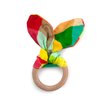 Kanga Care Baby Soft Muslin Sensory Crinkle Bunny Ear Wood Teething Ring - Finn Geometric