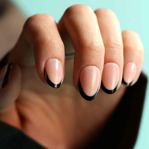 Beaolata French Tip Press on Nails short, Natural Reusable & Fit Perfectly 24PCS(French tips Black&White)