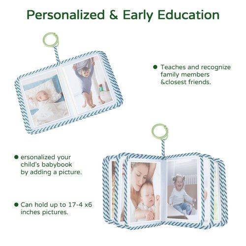 Boczif Baby Photo Album, Baby Memory Book Holds 4X6" Pictures, Soft Photo Cloth Book with Milestone Cards, Gift Set for Newborn Toddler & Kids