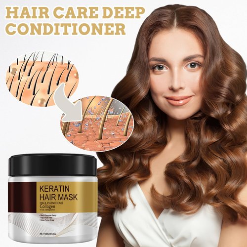 Omaky Collagen Hair Mask for Damaged Hair, Argan Oil, 100ml, 2 Pcs, Deep Repair, Keratin Protein & Coconut Oil, for All Hair Types