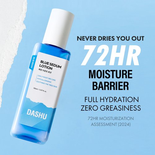DASHU Blue Sedum Lotion | Korean Day & Night Face Lotion Barrier Repair Moisturizer w/ 8 Hyaluronic Acids | Hydrating Lotion for Men 5.07 fl oz