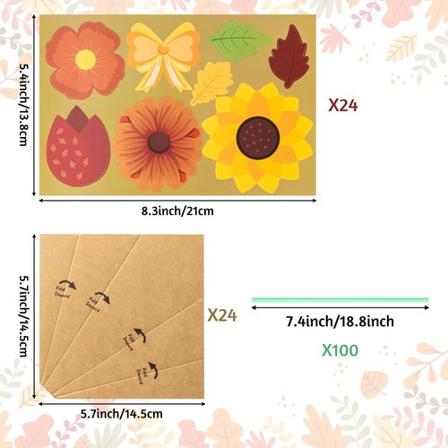 BeYumi Flower Bouquet Craft Kit - 24Pcs Fall Flower Bouquet Craft for Kids Make Your Own Thankful Flower Bouquet Autumn Fall Florals Thanksgiving DIY Gift Craft School Classroom Home Fun Activities