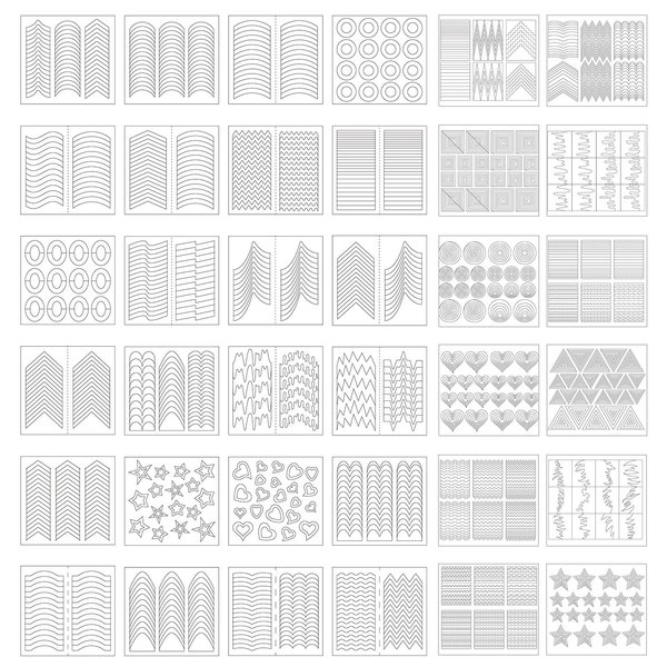 eBoot 1275 Pieces 49 Designs Nail Art Stencils French Tip Guides Stickers Form Fringe Guides Vinyl, 36 Sheets