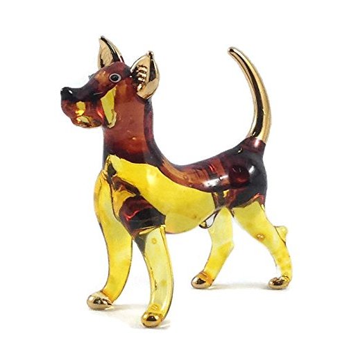 Miniature Dog Blow Glass Figurine Small Pet Lampwork Figure Animals Statue for Collectible and Gift