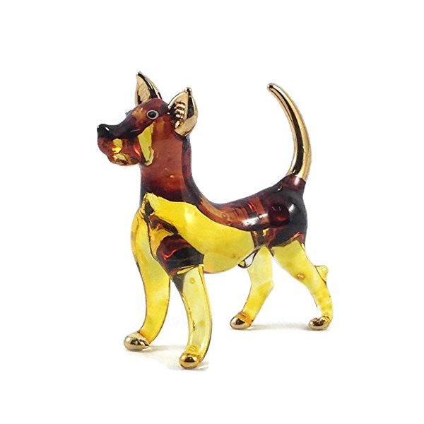 Miniature Dog Blow Glass Figurine Small Pet Lampwork Figure Animals Statue for Collectible and Gift