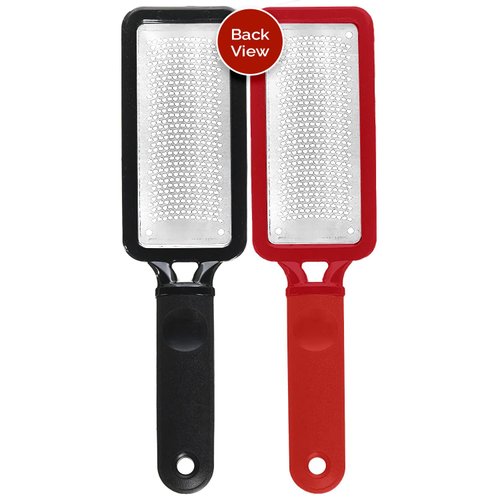 Microplane Colossal Foot File, Red and Black - The Original Stainless-Steel Foot Scraper, Dead Skin/Callus Remover for Feet, Foot Scrubber, Pedicure Tools for Salon-Quality Foot Care (2 Piece Set)