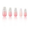 Hkanlre Bling Press on Nails Long Gradient Fake Nails Tips Full Cover False Coffin Nails for Women and Girls 24PCS