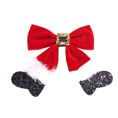 Christmas Hair Clips for Women Girls Christmas Red Bow Socks Hairpins Cute Hair Accessories Christmas Series Duck Beak Clip Fabric Side Clip Bow Headband Hairpins 1PCS