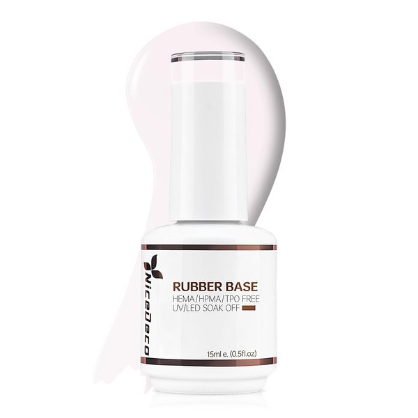 Nicedeco Rubber Base Gel for Nails Milky Pink Rubber Gel U V Color Base Gel Nail Polish 15ML 014