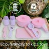 Kids Kitchen Silicone Pretend Toys- 9pcs Play Kitchen Accessories Set with Cookware -Food Grade Silicone -Kids Toy Kitchen Accessories – Pretend Play Kitchen Toy Set for Cooking-Pink