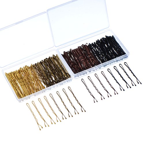 Hicarer 200 Pieces Bobby Pins 4 Colors Hair Pins Hair Clips with Clear Boxes for Women