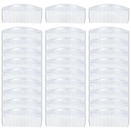 Cinaci 30 Pieces Plain Blank DIY Craft Bridal Wedding Veil French Twist Plastic Hair Side Combs Slides with 29 Teeth Hair Accessories Headpieces for Women Girls