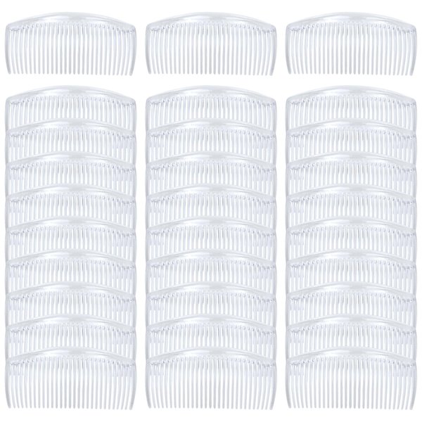 Cinaci 30 Pieces Plain Blank DIY Craft Bridal Wedding Veil French Twist Plastic Hair Side Combs Slides with 29 Teeth Hair Accessories Headpieces for Women Girls