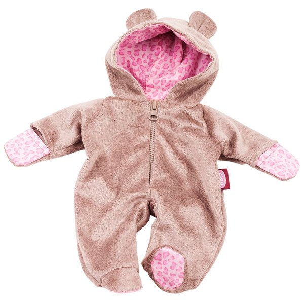 Gotz One Piece Teddy Costume Pajama Sleeper with Padded Feet, Paws and Hood with Ears for 12-13" Baby Dolls