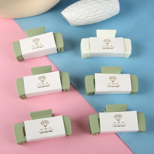 Loanzeg Bridesmaid Hair Claws Bachelorette 4.1 Inch Square Hair Clips Set of 8 Bridal Shower Rectangular Hair Claw Clip ideas Gift for Wedding Party Favors Bridesmaid Proposal Gifts(White&Sage Green)