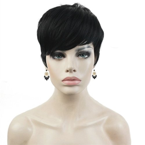 Aimole Synthetic Short 6 Inches Drakest Brown Straight Wig Heat Resistant Full Capless Hair Party Wig(2-Darkest Brown)