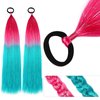 Kids Ponytail Extension With Hair Tie, Red Teal Mermaid Ponytail Extension, Crazy Hair Day, Colored Hair Extensions for Kids, Festival Hair, Rave Hair, Ombre Ponytail 2 Packs 25 inch