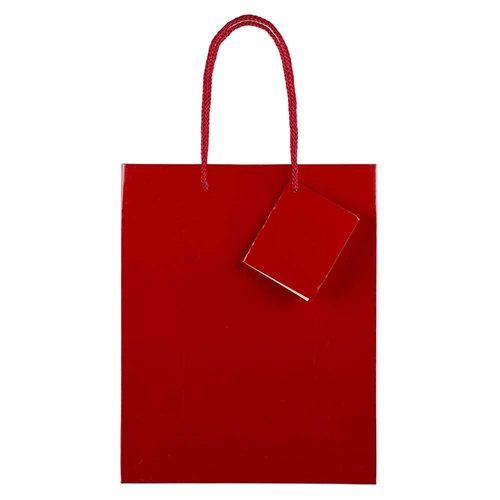 JAM Paper Glossy Gift Bags with Rope Handles - Medium - 8 x 10 - Red - 3 Bags/Pack