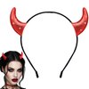 nooepc Glitter Devil Horns Headband With Halloween Tattoos, Red Devil Horns Halloween Costumes for Women Men Girls, Halloween Fancy Devil Accessories Dress Cosplay Hairband-Red