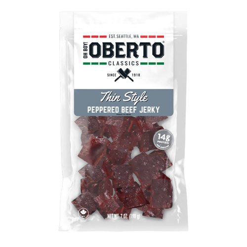Oh Boy! Oberto Classics Thin Style Peppered Beef Jerky, 7 Ounce