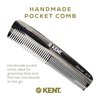 Kent R7T Graphite Double Tooth Hair Pocket Comb, Small Fine/Wide Tooth Comb For Grooming Styling Hair, Beard and Mustache, for Men, Women and Kids. Saw Cut and Hand Polished. Handmade in England