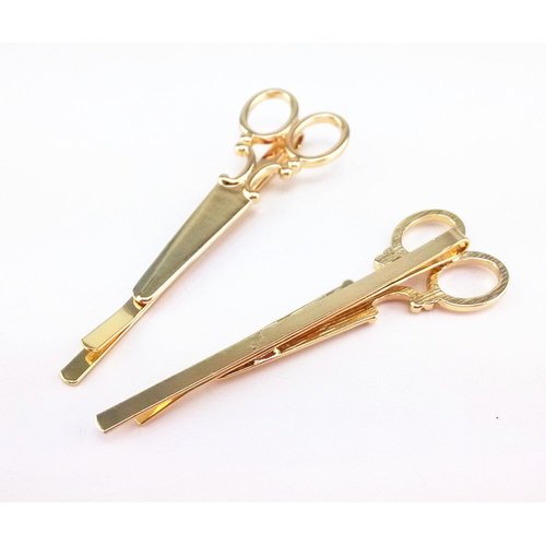 yueton 4pcs Gold and Silver Scissors Shape Barrettes Bobby Pin Hair Clips Bride Headwear Edge Clip Clamps