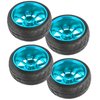 HIRCQOO OD 2.55" Rubber Tires & Metal Wheel Rims 12mm Hex Hub Compatible with HSP Tamiya HPI Kyosho 1/10 On-Road Touring Car WLtoys 1/14 144001 Traxxas 1/16 Slash 1/18 A959B RC Buggy (Blue)