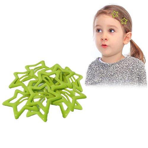 ANQSYY New 10Pcs Fresh Green Star Snap Hair Clips Girls Hair Barrettes Y2k Small Hair Clips Kawaii Non Slip Stars Hair Barrettes Hair Accessories for Women Girls