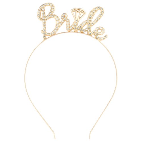 Casoty Bride Headband, Gold Bride Tiara, Bride To Be Headband, Rhinestone Bachelorette Headbands for Wedding Party, Bridal Headpiece Bridal Shower Gift