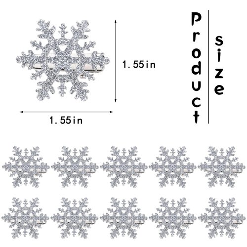TUCEWP 10Pcs Snowflake Hair Clip for Women Girls Cute Hair Pins Nonslip Sparkly Hair Barrette Snap Small Silver Metal Alligator Clips for Long Thick Hair Holiday Wedding Bridal Hair Accessories