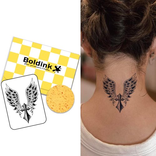 Boldink Temporary Tattoos, semi permanent tattoos, 15-day long lasting tattoo sticker, waterproof and anti-reflective, unique design（Wing 5）