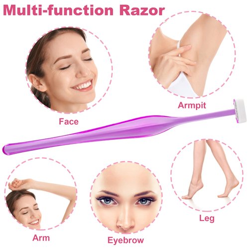 ANCIRS 24 Pack Eyebrow Trimmer Razors for Women Makeup, Facial T Shape Shaver Tool for Eye Brow, Stainless Steel Eyebrow Trimming Kit for Girls- Purple