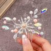 Casdre Rhinestone Bride Wedding Hair Comb Silver Pearl Bridal Hair Piece Crystal Evening Party Hair Accessories for Women and Girls