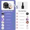 Gellen Solid Gel Nail Glue with 60ml Nail Glue Remover Set 15g Solid Nail Glue Gel for Press On Nails Acrylic Nails Soft Gel Nail Tips Glue Remover UV Lamp Gel Glue for Nails