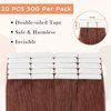 YMEYME Natural Tape in Hair Extensions Semi-Permanent Real Human Hair Straight #33 Copper Dark Auburn Hair Extensions 50g 20pcs 16inch